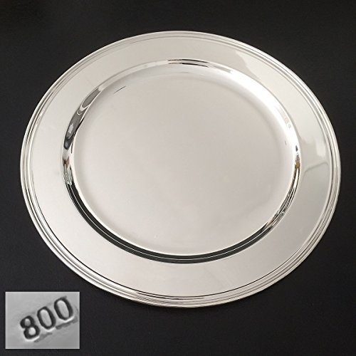 silberkanne Piattini in vero argento da 800, 323 g, pesanti, con motivo a filo, 31 cm, ottima lavorazione