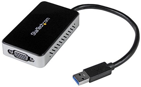 StarTech.com USB 3.0 to VGA Adapter with 1 Port USB Hub - 1920x1200 - External Video & Graphics Card - Dual Monitor Display Adapter - Supports Windows (USB32VGAEH),Black