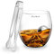 Final Touch Stainless Steel Edition on The Rocks Drinking Glass Set Verre à Whiskey Potable Glass Set -Includes Boule Acier Inoxydable & Tongs - Coffret Cadeau
