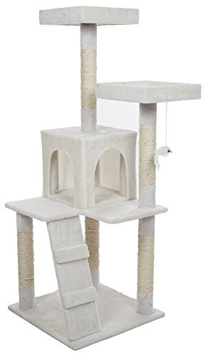 PETMAKER Penthouse Sleep and Play Cat Tree, 4', White