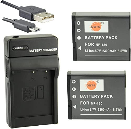 DSTE NP-130 Li-Ionen Batterie (2-Pack) und Micro USB Ladegerät Anzug Kompatibel mit Casio EX-ZR100 EX-ZR200 EX-ZR300 EX-ZR400 EX-ZR410 EX-ZR700 EX-ZR1000 EX-ZR1200 EX-ZR1500 EX-ZR2000 EX-ZR3500