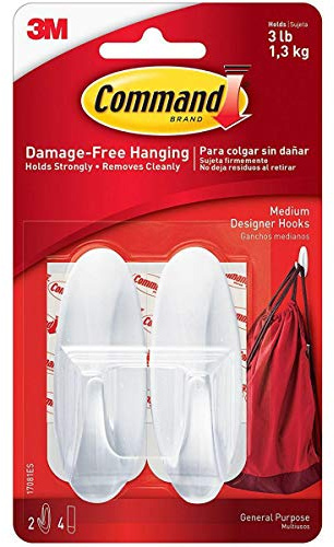 3M 17081 - Command Adhesive Medium Oval Hook Pk 2 White 17081