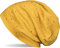 styleBREAKER Damen Beanie Mütze mit edler Strass-Nieten Applikation, Longbeanie Slouch 04024037, Farbe:Curry