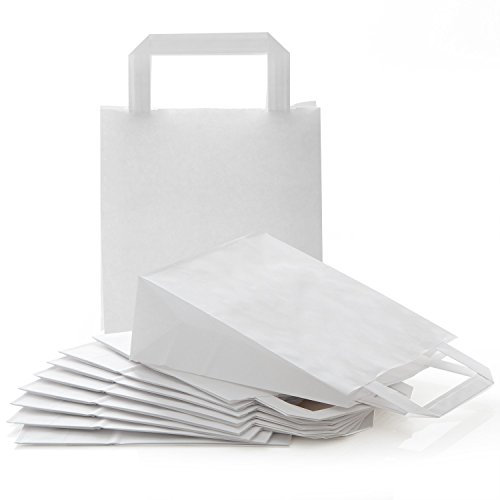 Logbuch-Verlag 25 Papiertüten klein weiß mit Henkel 18 x 8 x 22 cm - weisse Papiertragetaschen zum Befüllen - Verpackung zum Bemalen & Basteln