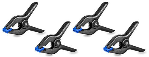 Phot-R 4pc Studio Backdrop Clips 11.5cm Clamps 5cm Grip + 3cm Pole Diameter Heavy Duty Muslin Spring Mount Background Holder Support Photo Studio Photography Workshop Tools DIY Art Crafts Hanging Pegs