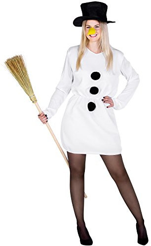 tectake dressforfun Damenkostüm Schneefrau Weihnachts Kostüm | kurzes sexy Kleid mit aufgenähten Bommeln | inkl. Zylinder und Karottennase (S/M | Nr. 300460)