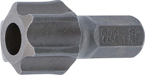 BGS 4458 | Bit | T-Profil (für Torx) mit Bohrung T70 | Länge 30 mm | Antrieb Außensechskant 8 mm (5/16) | Chrom-Vanadium-Stahl