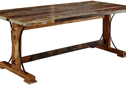 MASSIVMOEBEL24.DE | Nature of Spirit Esstisch aus Massivholz #10 | aus Altholz - Mehrfarbig, lackiert | + Verbindungsstrebe | 160x90x76 | Massivholztisch Esszimmertisch