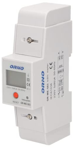 ORNO WE-503 1-phasig Strommesser Verbrauchsmessgerät 80A Impulsausgang RESET-Taste 2 DIN TH-35mm Module