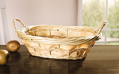 Corbeille à fruits en osier, copeaux de bois et paille de roseau, 38 x 31 x 12 cm, panier tressé, panier décoratif
