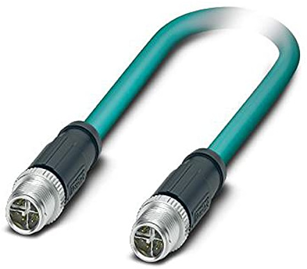 PHOENIX CONTACT VS-M12MSS-M12MSS-94F/15.0/10G Netzwerkkabel, Ethernet circaT6 (10 GBit/s), 8 Polig, Wasserblau, X Kodierung, 15m Kabellänge, 667.100g, Wasserblau