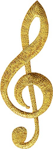 Treble Clef - Gold Music Note - Embroidered Iron On Or Sew On Patch