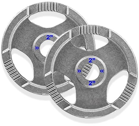 TNP Accessories Olympic Cast Iron Weight Plates, Tri Grip Radial Disc Metal Design for Free Lifting, Barbells, Dumbbells - Ideal for Home Gym 1.25kg, 2.5KG, 5KG, 10KG, 15KG & 20KG 25kg ((2.5KG x 2))