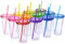 Cupture 12 bicchieri isolati a doppia parete con coperchio, cannuccia riutilizzabile e targhette con nome, 12 colori