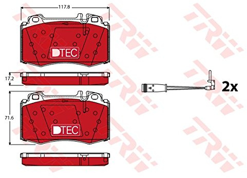 TRW GDB1543DTE Brake Pad Set of 4 Compatible for Mercedes-Benz C-Class (W203) 2000-2007 Front Axle and Other Vehicles