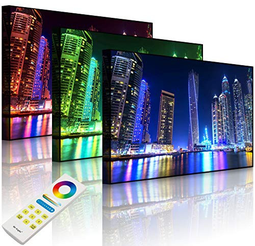Lightbox-Multicolor | Wandbild mit LED Beleuchtung | Dubai Burj al Arab | 60x40 cm | Front Lighted