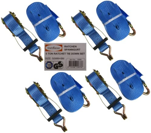 4 Stück 5000 kg Spanngurte, Zurrgurte, 8 m lang - Transportsicherung 5 T