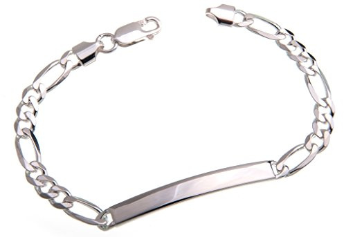 5,5mm Gravurarmband, ID Armband Figaro - 925 Silber, inkl. Gravur, Länge 16-23,5cm