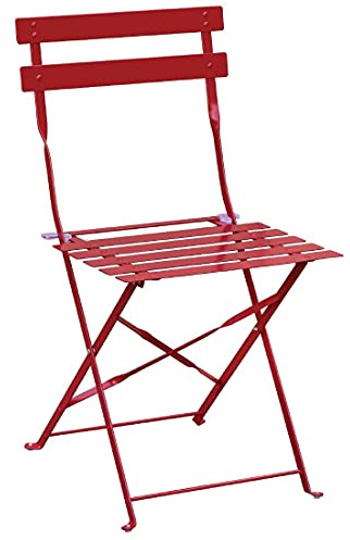 Bolero Pavement Style Steel Chairs 800x387x471mm (Pack of 2), Red