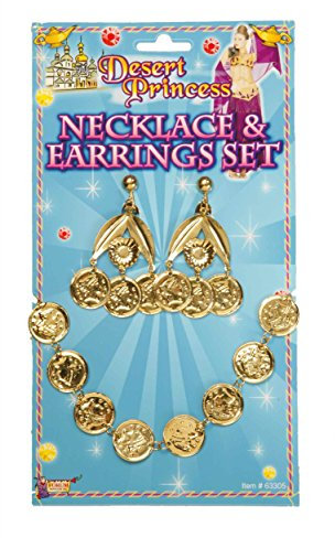Gold Coin Costume Necklace & Earrings