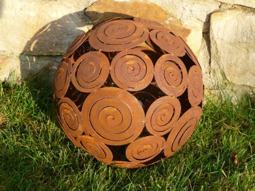 Rostikal | Edelrost Kugel „SPRIA“ | rostige Gartendekoration | Ø 28 cm