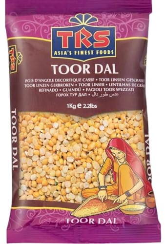 TRS Toor Dall (Plain), 1 x 1 kg | Raw Split Peas, No Oil or Additives - Ideal for Dal Tadka, Sambar and Rasam