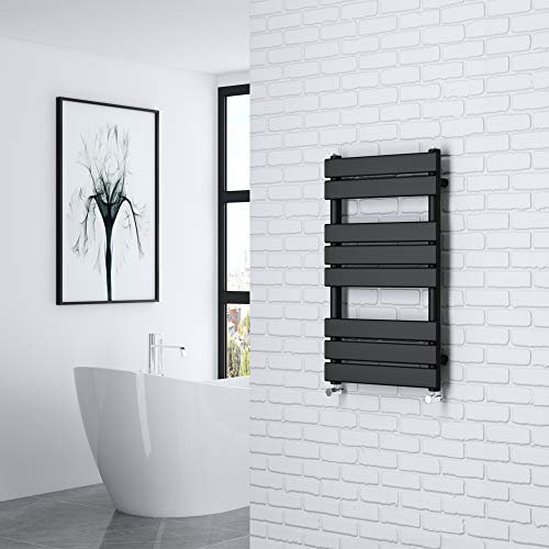 NRG 800x450 Flat Panel Heated Towel Rail Bathroom Rad Radiator Black