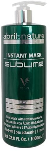 abril et nature - Sublime - Reparierende Feuchtigkeitsmaske - Für strapaziertes, dickes und/oder poröses oder afro Haar - Hyaluronsäure - Glättet und repariert - Professionelle Haarmaske - 1000 ml
