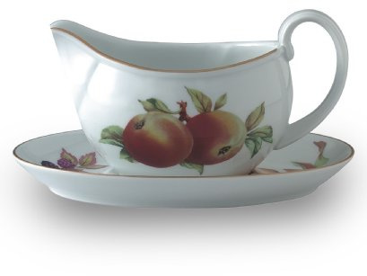 Royal Worcester Evesham Gold Porcelain 16-Ounce Sauceboat and Stand