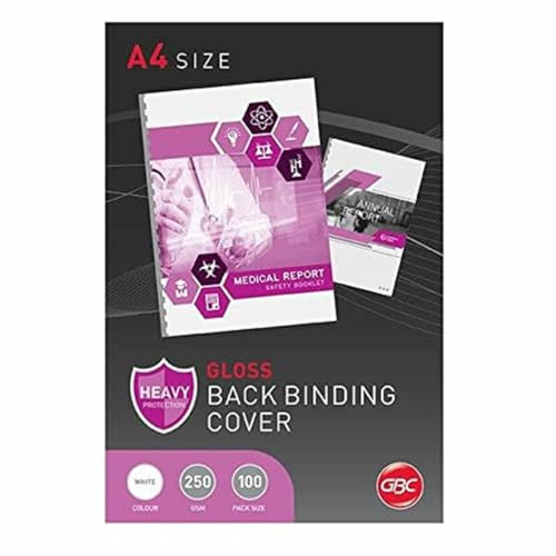 Rexel CE020071 Binding Covers Plain 250gsm A4 Gloss , White (Pack 50x2)