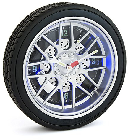 Planete Discount Horloge Murale Roue de Voiture LED avec Pneu