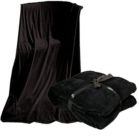 XXL Microfaserdecke Kuscheldecke Tagesdecke, 220x240 cm Schwarz