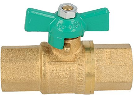 Hermann Schmidt Typ 1449 Trinkwasser-Kugelhahn mit Flügelgriff Innengewinde 1/2 Zoll, Messing, Grün