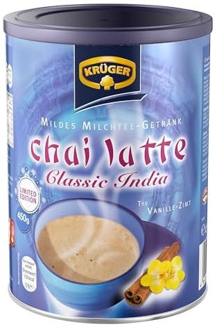 Krüger Chai Latte Classic India Vanille-Zimt, Milchtee, Teepulver, Instant Tee, 450 g, 18 Portionen, 8971