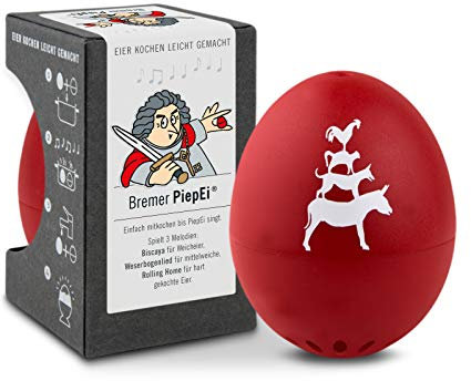 Bremer PiepEi - Singende Eieruhr zum Mitkochen - Eierkocher für 3 Härtegrade - Bremer Stadtmusikanten - Lustiges Kochei - Musik Eggtimer - Brainstream