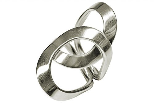SILBERMOOS XL XXL Ringe in großen Größen Damen Ring überlappende Kreise breit glänzend offen handgeschmiedet Größe 64, 66, 68, 70 Sterling Silber 925, Größe:64