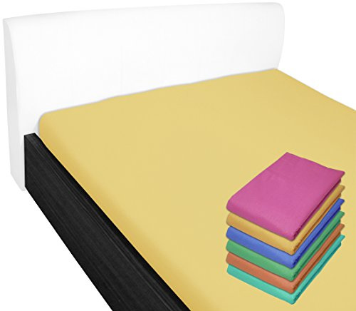 Bettlaken 210x240 cm ohne Gummizug 100% Baumwolle Gelb | Glatte Betttuch ohne Spanngummi Atmungsaktiv, Hypoallergen, Waschbar - Hotel Laken Haustuch Renforce Baumwollstoff
