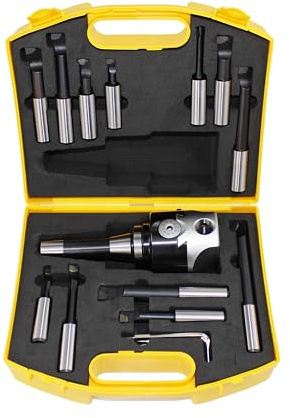 HFS(R) R8 Shank Boring Set 3 Boring Head 3/4 Carbide Boring Bar Set 12pcs for Milling