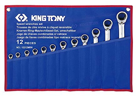 KING TONY 12212MR Trousse de Clés Mixtes à Cliquet Métriques, Set de 12
