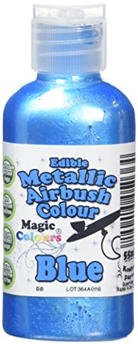 Magic Colours Metallic Edible Airbrush Food Colouring for Cake Decoration – Blue (55ml)