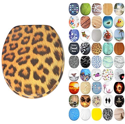 Sanilo Soft Close Toilet Seat, Wide Choice of New Toilet Seats, Stable Hinges, Easy to Mount (Leopard)