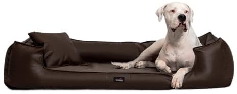 tierlando® Goofy Easy CLEAN – Orthopädisches Hundebett aus Kunstleder mit Matratzenschoner – für mittelgroße und große Hunde Größe: 130x100cm Farbe: 01 Braun