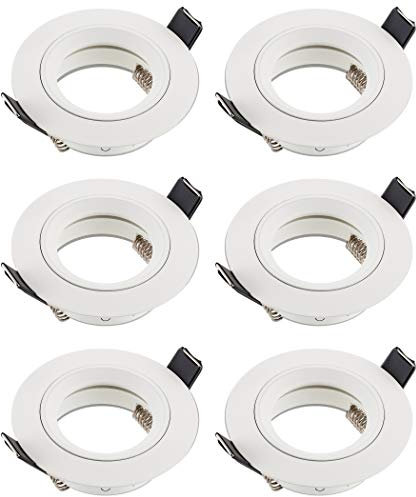SEBSON Gehäuse für Einbaustrahler mit GU10 Fassung LED Halogen 230V - Einbaurahmen Aluminium Rund, Lochdurchmesser 65mm (min. 60mm, max. 70mm, Deckenbeleuchtung - 6er Set