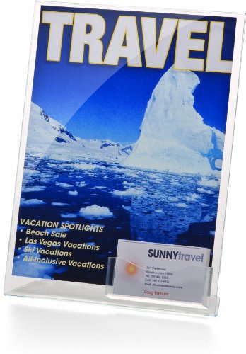 Officemate Vertikaler Schilderhalter mit Visitenkartenfach, 21,6 x 27,9 cm, transparent, 1 Halter (23008)