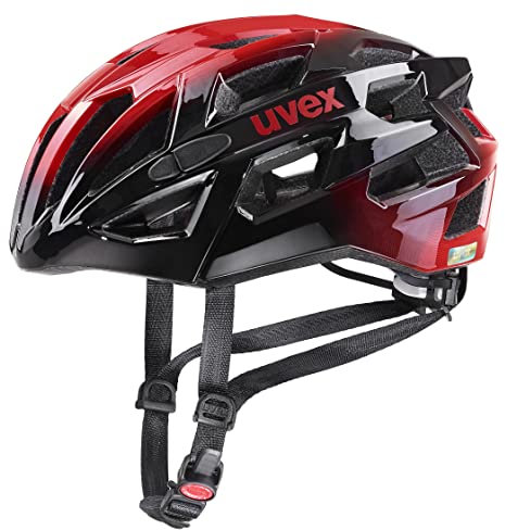 uvex race 7 - sicherer Performance-Helm für Damen und Herren - individuelle Größenanpassung - extra Aufprall-Schutz - black red - 51-55 cm