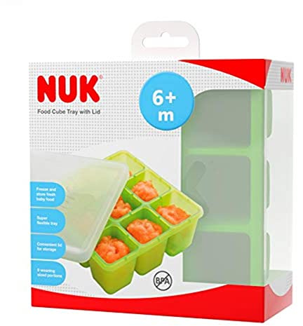 Annabelle Karmel NUK Food Cube Tray with Lid for Freezing Baby Food | 6 Months+ | Dishwasher Safe | BPA Free