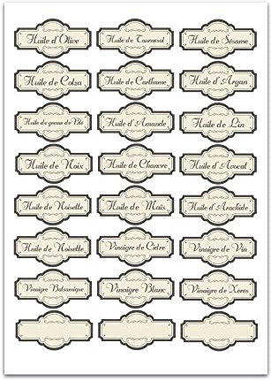 Foglio A4 di adesivi etichette vasetti Oli Adesivo – E54
