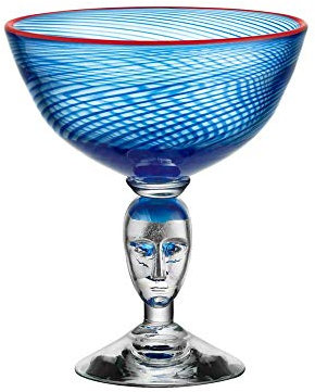 Kosta Boda Red Rim Brains Vase, mit Fuß, Blau