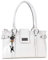 Catwalk Collection Handbags - Damen Leder Schultertasche - Handtasche Mittelgroß für Notizbuch A5 - MARTINA - Weiß