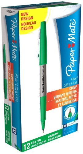 Paper Mate Flair Ultra Fine Fibre Tip Pen 0.5mm - Green (Box of 12)